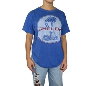 Shelby Mustang Blue Retro Vintage Style Graphic Tee Crewneck T-Shirt Medium
